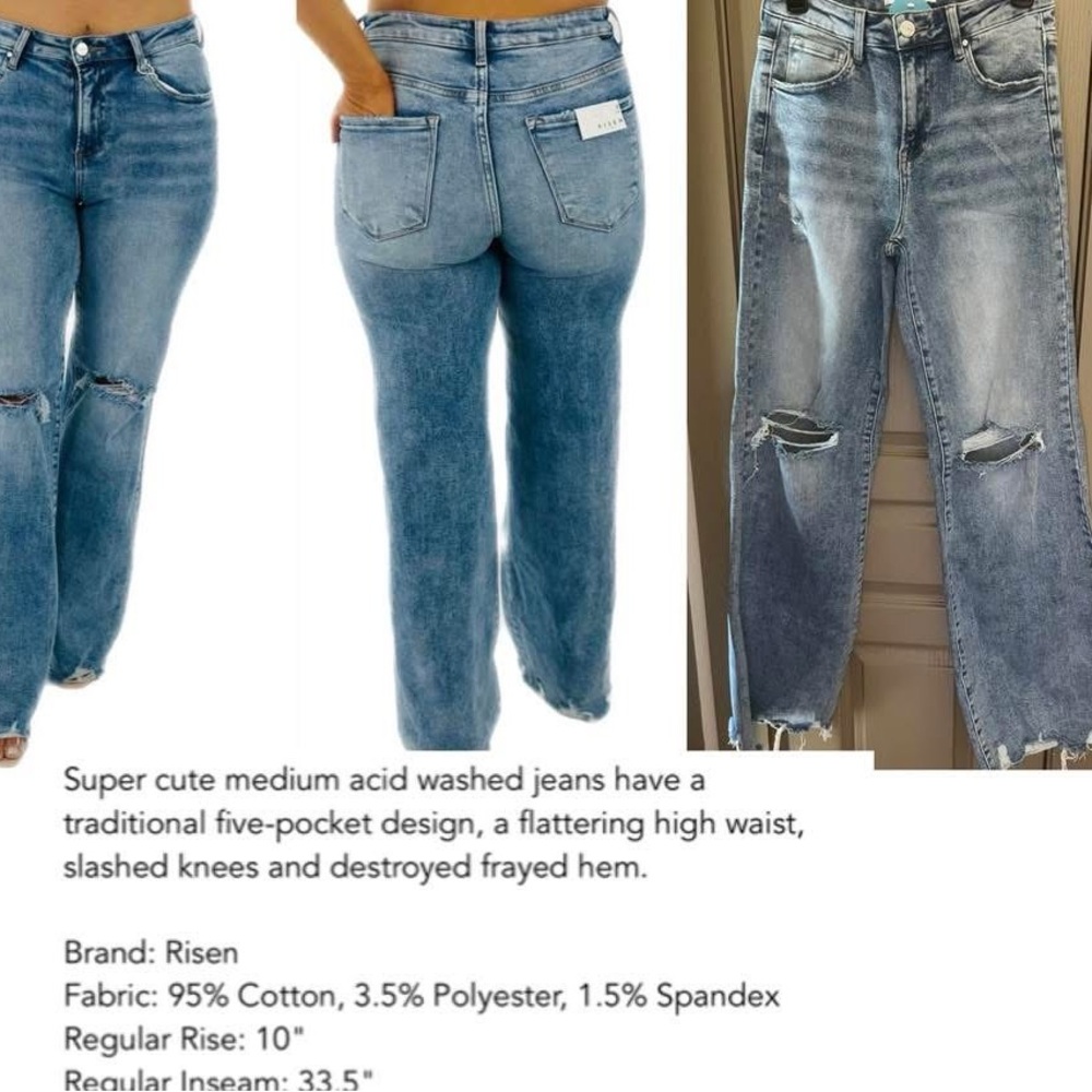 Risen High Waisted Distressed Women's Medium Acid Washed Jeans